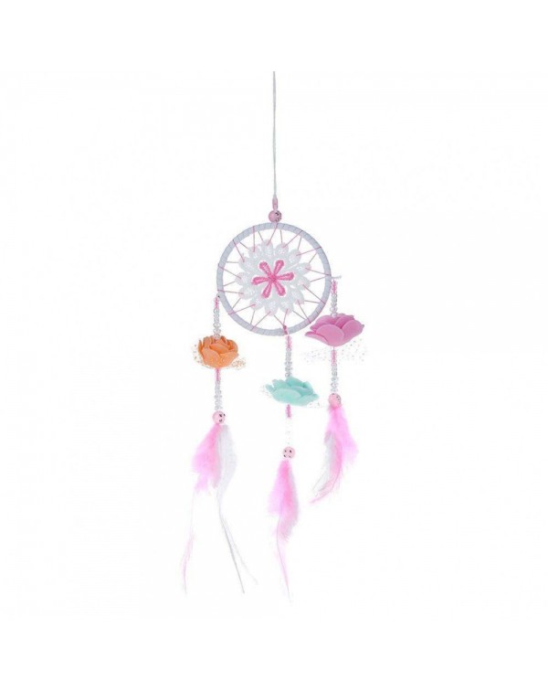 Dreamy Pink Feather Dream Catcher Net Bead Dreamcatcher Home Car Decoration