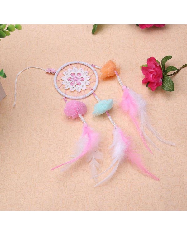 Dreamy Pink Feather Dream Catcher Net Bead Dreamcatcher Home Car Decoration