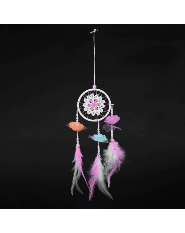 Dreamy Pink Feather Dream Catcher Net Bead Dreamcatcher Home Car Decoration