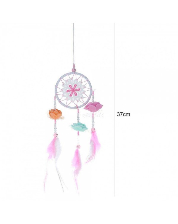 Dreamy Pink Feather Dream Catcher Net Bead Dreamcatcher Home Car Decoration