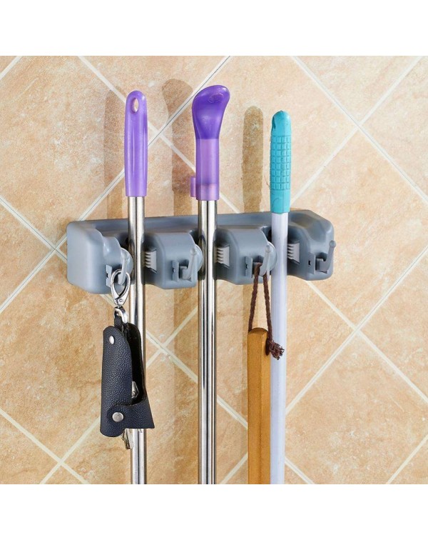 Wall Mounted Mop Brush Broom Hanger Storage Rack Kitchen Organizer(3 Racks)