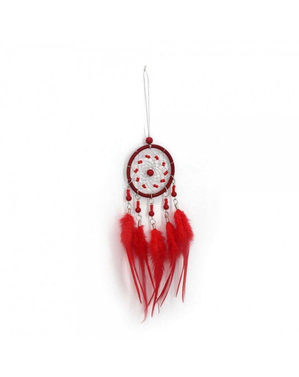 Red Feathers Handmade Dreamcatcher Dream Catcher Net Home Wedding Decor