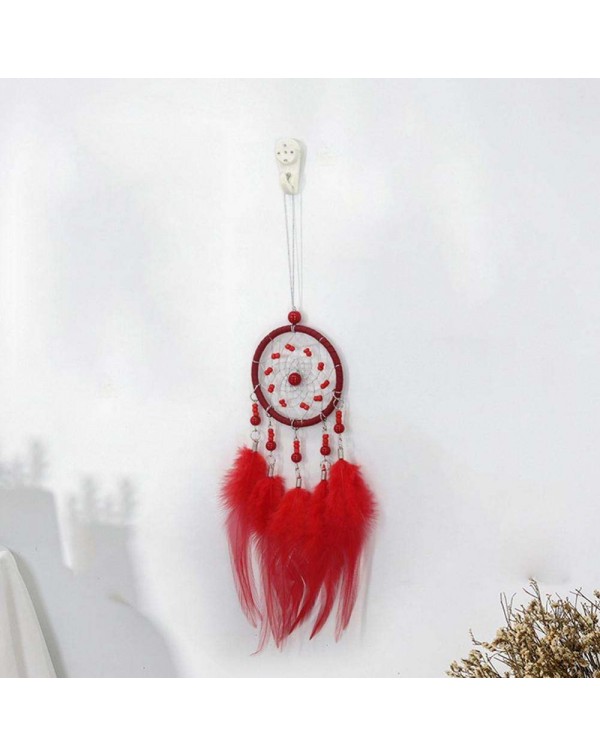 Red Feathers Handmade Dreamcatcher Dream Catcher Net Home Wedding Decor