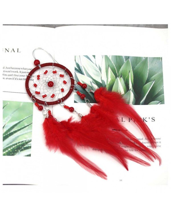 Red Feathers Handmade Dreamcatcher Dream Catcher Net Home Wedding Decor