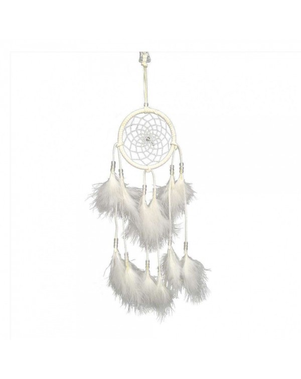 White Feather with Lamp Handmade Dreamca...