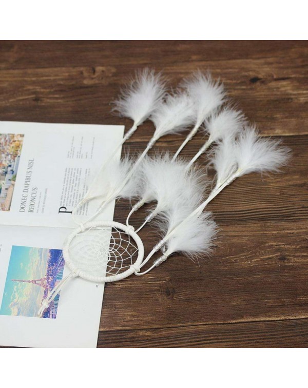 White Feather with Lamp Handmade Dreamcatcher Craft Dream Catcher Net Gift