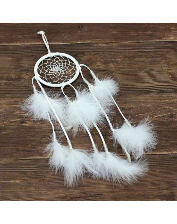 White Feather with Lamp Handmade Dreamcatcher Craft Dream Catcher Net Gift