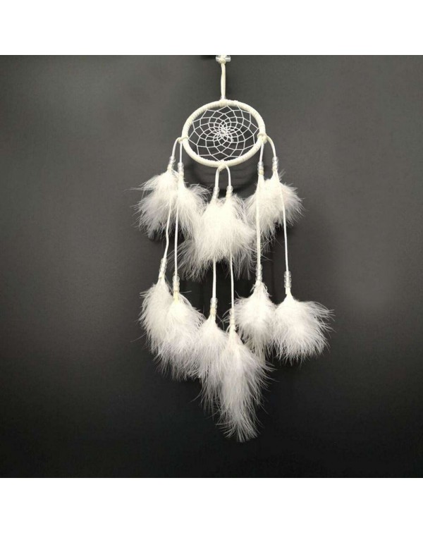 White Feather with Lamp Handmade Dreamcatcher Craft Dream Catcher Net Gift