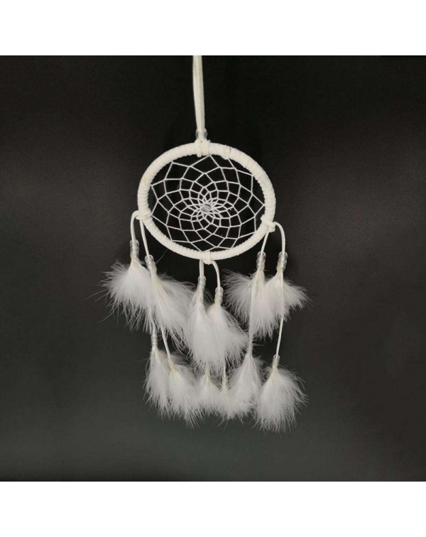 White Feather with Lamp Handmade Dreamcatcher Craft Dream Catcher Net Gift