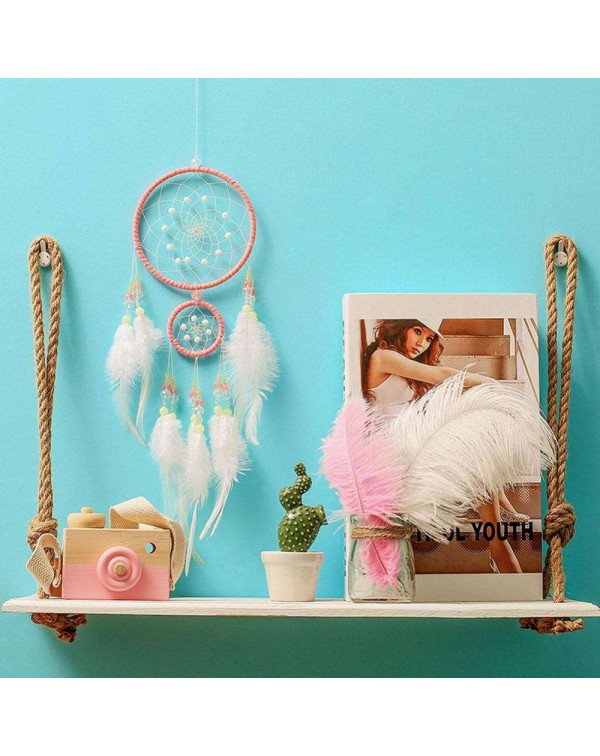 Windbell Feather Dream Catcher Net Beads Dreamcatcher Crafts Home Car Decor