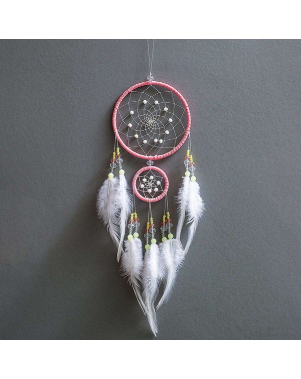 Windbell Feather Dream Catcher Net Beads Dreamcatcher Crafts Home Car Decor