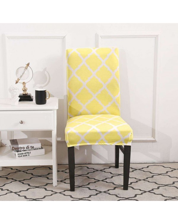 Printing Stretch Chair Cover Elastic Slipcover Hotel Home Decoration Yellow