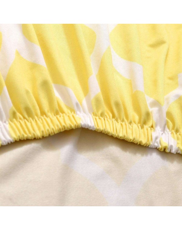 Printing Stretch Chair Cover Elastic Slipcover Hotel Home Decoration Yellow