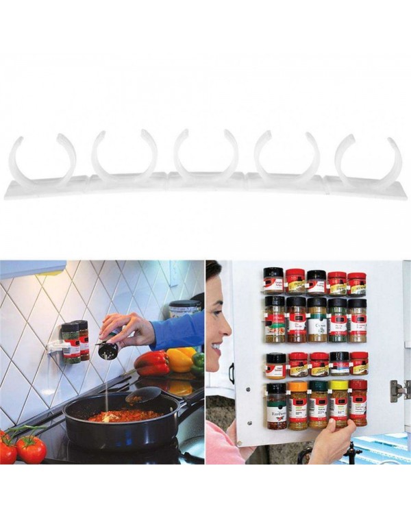 4pcs White Plastic Spice Rack Clip Bottl...