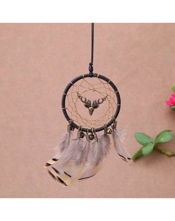 Deer Craft Dreamcatcher Handmade Dream Catcher Net Wall Car Hanging Decor(A)