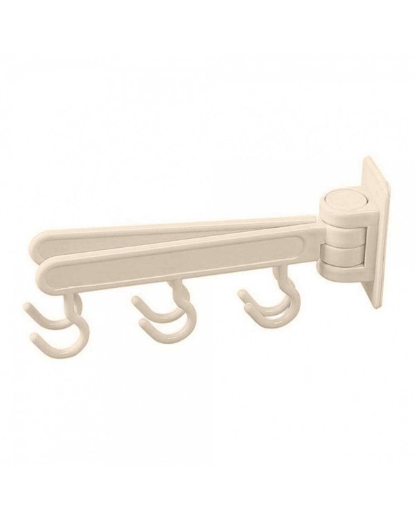 180°Rotate Strong Sucker Wall Hook Hang Rack Kitchen Storage Shelf(Beige)