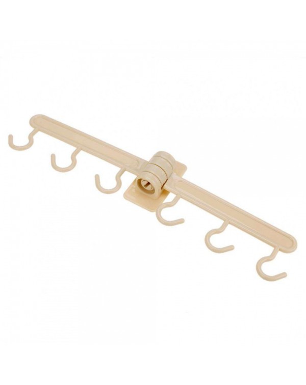 180°Rotate Strong Sucker Wall Hook Hang Rack Kitchen Storage Shelf(Beige)