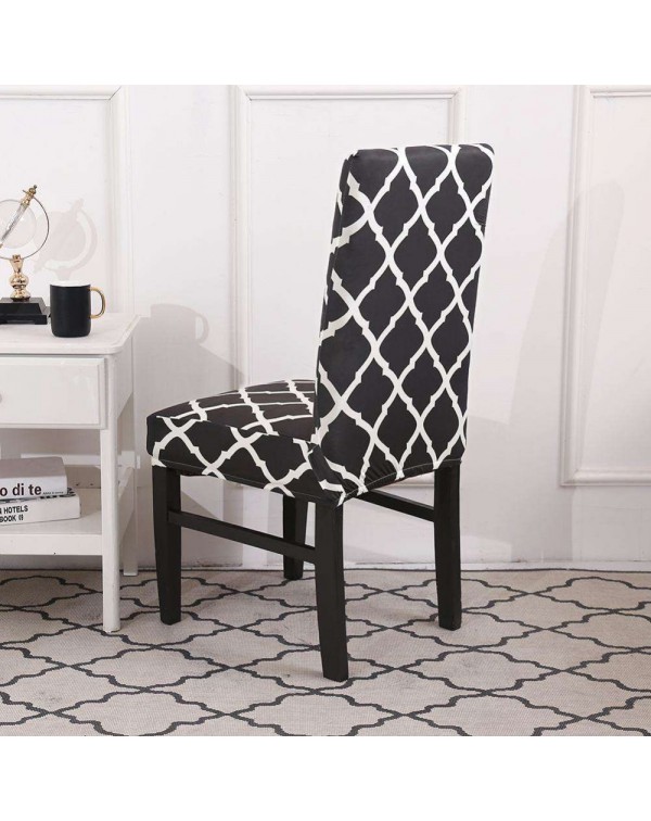 Printing Stretch Chair Cover Slipcover Banquet Hotel Home Decoration Black