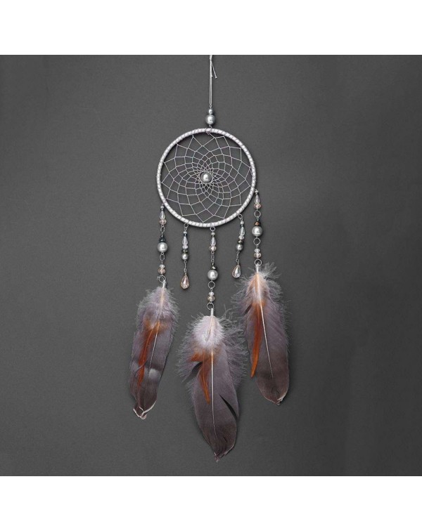 Silver Feathers Dreamcatcher Handmade Dream Catcher Net Wall Hanging Decor