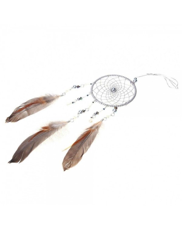 Silver Feathers Dreamcatcher Handmade Dream Catcher Net Wall Hanging Decor