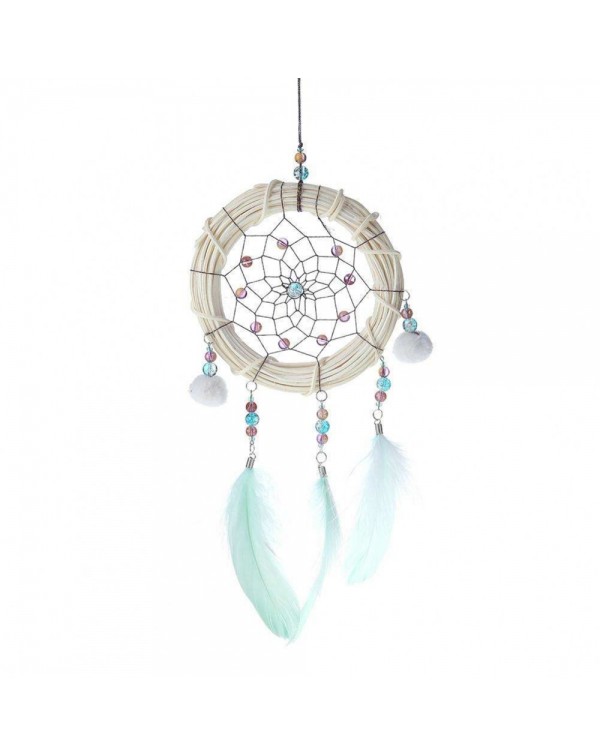 Bamboo Feather Dream Catcher Net Beads Dreamcatcher Home Car Decoration(A)