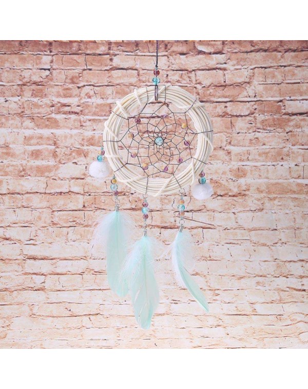 Bamboo Feather Dream Catcher Net Beads Dreamcatcher Home Car Decoration(A)