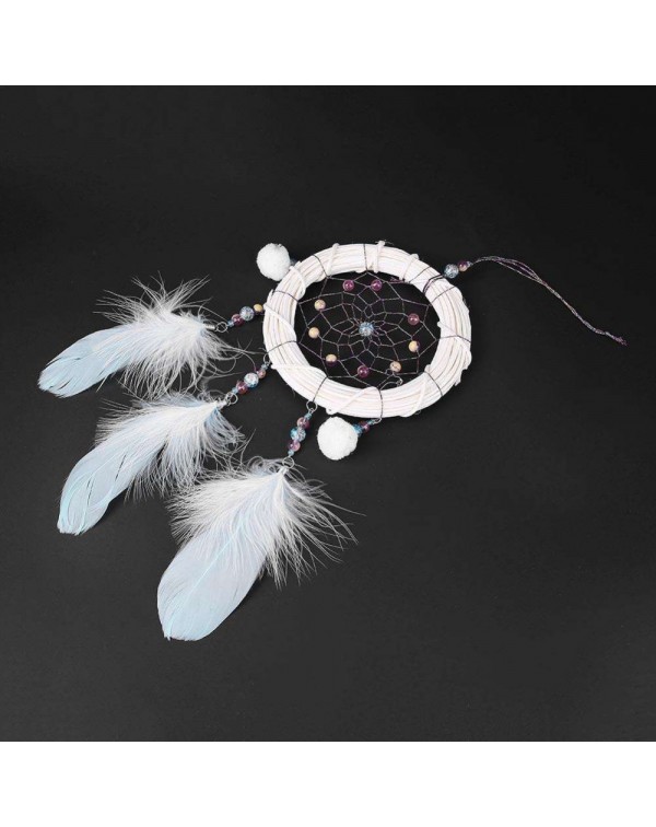 Bamboo Feather Dream Catcher Net Beads Dreamcatcher Home Car Decoration(A)