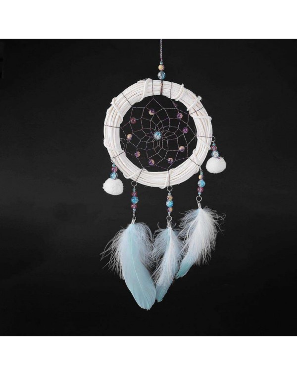 Bamboo Feather Dream Catcher Net Beads Dreamcatcher Home Car Decoration(A)