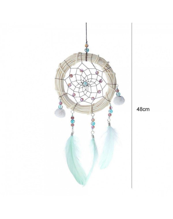 Bamboo Feather Dream Catcher Net Beads Dreamcatcher Home Car Decoration(A)