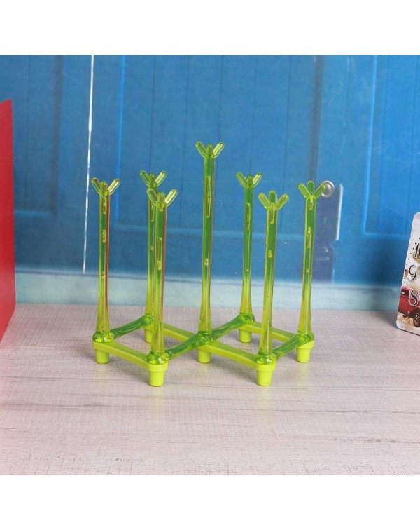 Glass Cup Bottle Drying Rack Drainer Shelf Holder Kitchen Organizer(Green)