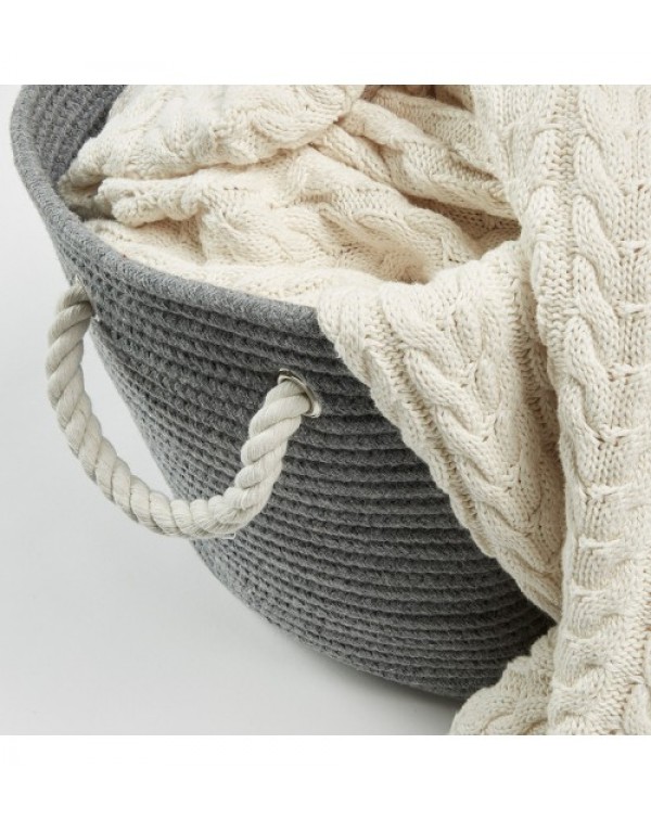 3 Piece Grey Yaseen Cotton Rope Basket Set