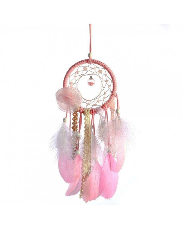 Pink Feather Wind Chime Dreamcatcher Home Romantic Wall Hanging Decoration