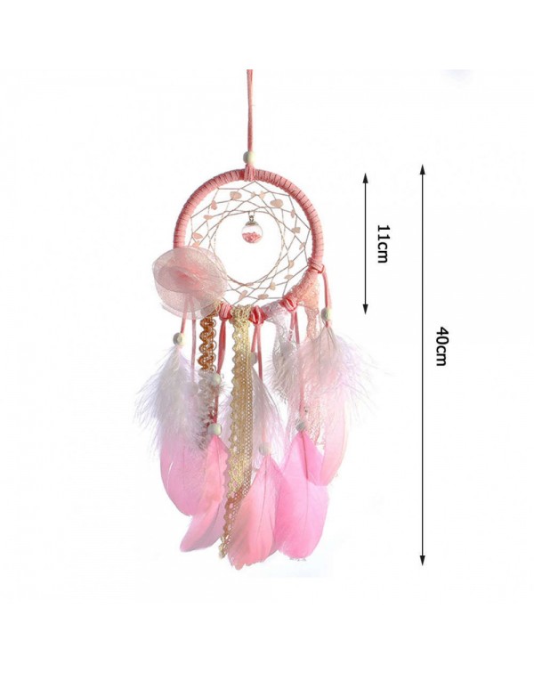 Pink Feather Wind Chime Dreamcatcher Home Romantic Wall Hanging Decoration