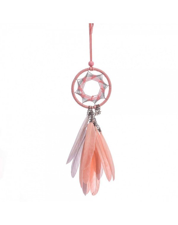 Pink Feather Dream Catcher Car Pendant C...