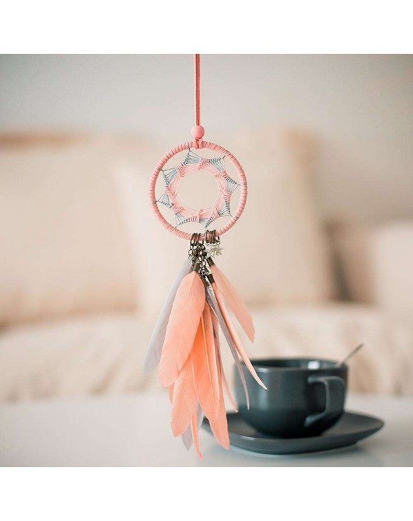 Pink Feather Dream Catcher Car Pendant Crafts Home Wall Hanging Decoration