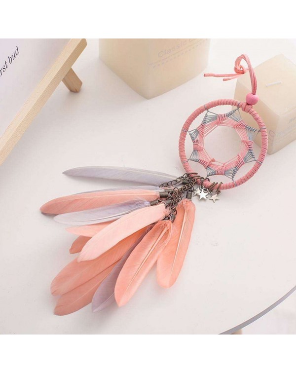 Pink Feather Dream Catcher Car Pendant Crafts Home Wall Hanging Decoration