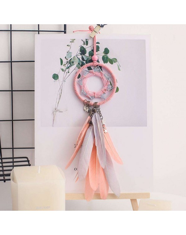 Pink Feather Dream Catcher Car Pendant Crafts Home Wall Hanging Decoration