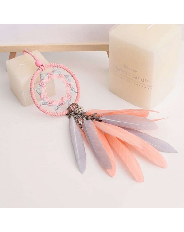 Pink Feather Dream Catcher Car Pendant Crafts Home Wall Hanging Decoration