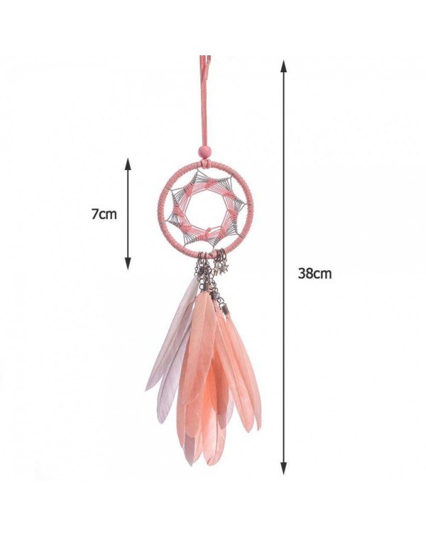 Pink Feather Dream Catcher Car Pendant Crafts Home Wall Hanging Decoration