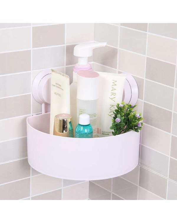 Sucker Corner Triangle Shelf Bathroom Kitchen Storage Rack White