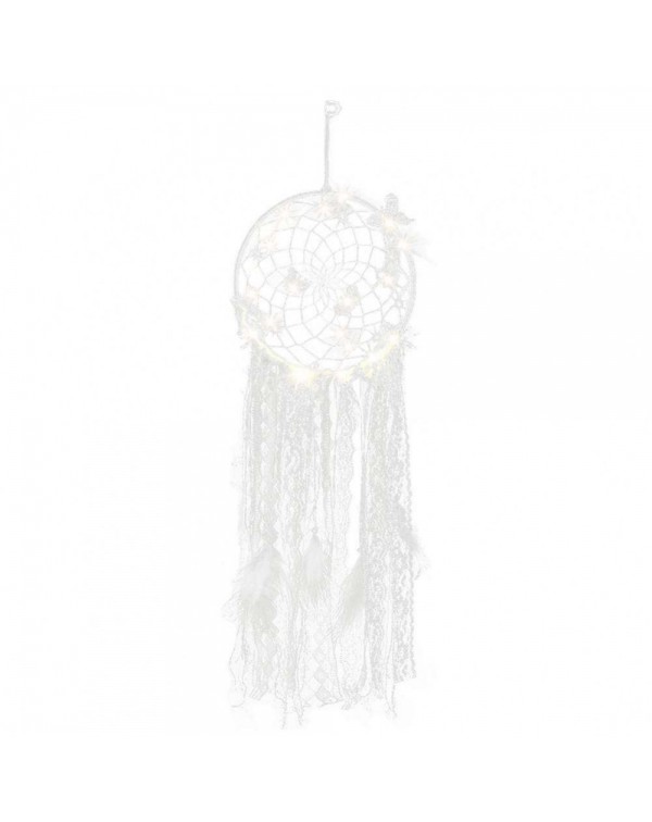 Feather Lace Webbing Dream Catcher Romantic Wall Hanging Decor with Light