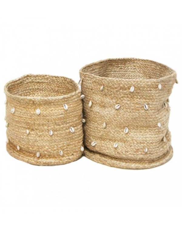 Pranay Shell Jute Baskets (Set of 2)