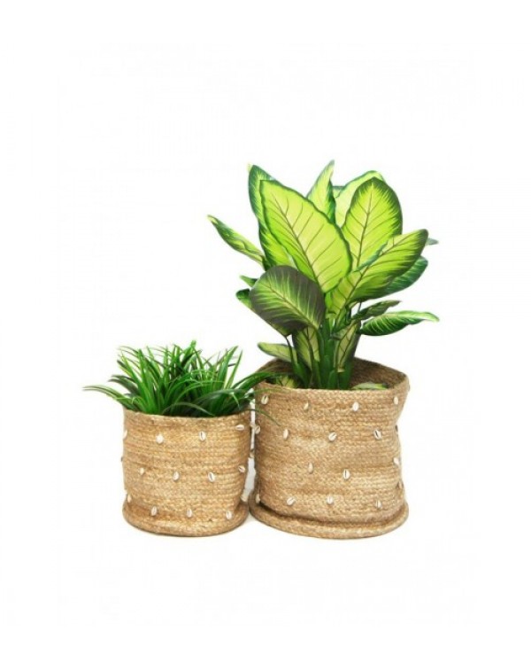 Pranay Shell Jute Baskets (Set of 2)