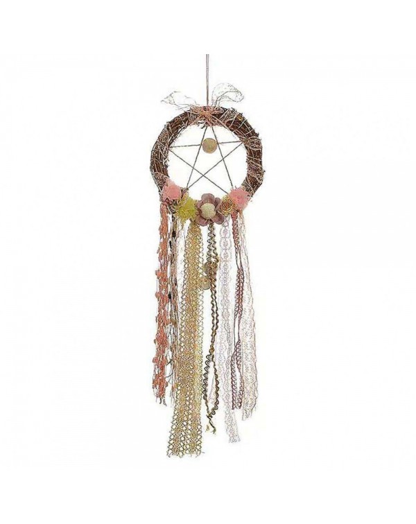 Rattan Lace Ribbon Dream Catcher Romantic Wall Hanging Decor with Light