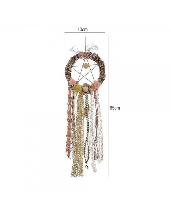 Rattan Lace Ribbon Dream Catcher Romantic Wall Hanging Decor with Light