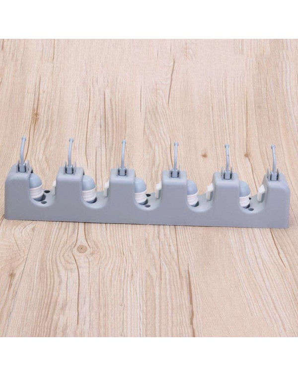 Plastic Mop Holder Broom Organizer 5 Slots 6 Hooks Wall Mounted