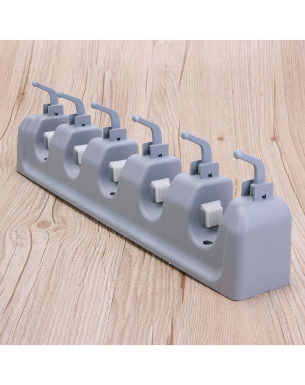 Plastic Mop Holder Broom Organizer 5 Slots 6 Hooks Wall Mounted