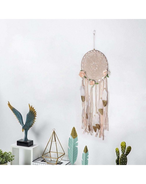 Flowers Feathers Beads Handmade Dreamcatcher Craft Dream Catcher Net Gift