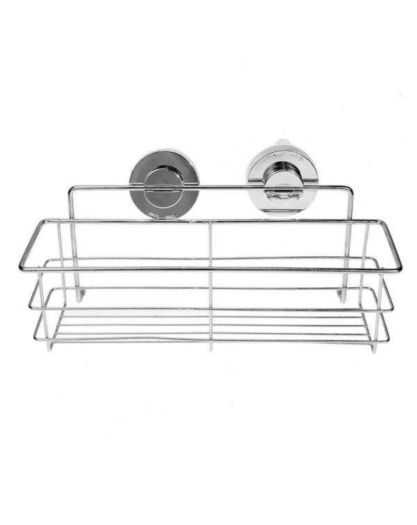 Stainless Steel Vacuum Suction Cup Kitchen Bath Shelf Storage Basket Rack