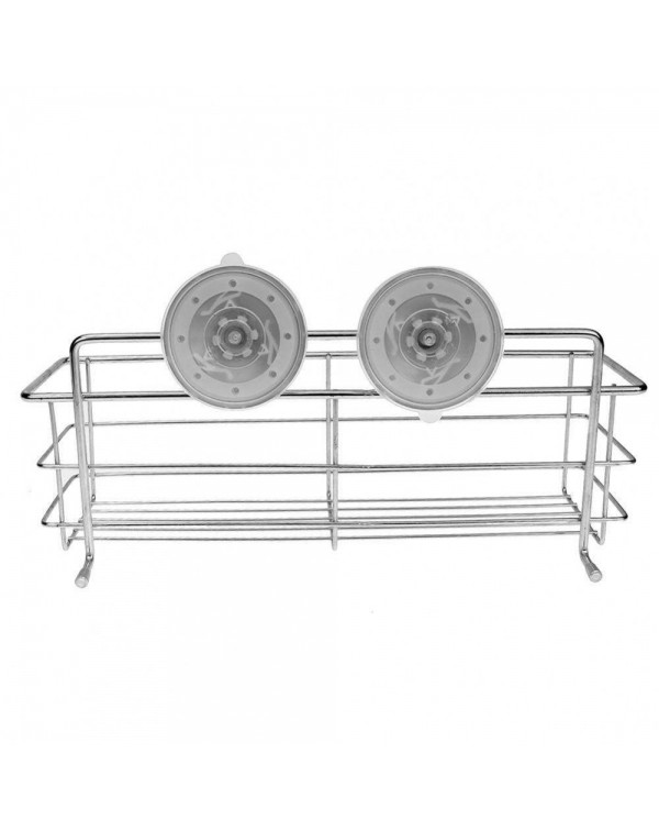 Stainless Steel Vacuum Suction Cup Kitchen Bath Shelf Storage Basket Rack